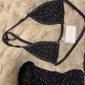 Black mesh two piece festival set